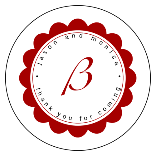 OL375 333 Red Floral Burst Wedding Envelope Seal Label