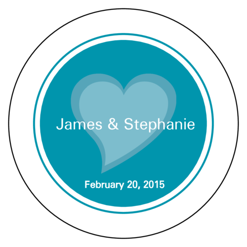 OL375 333 Turquoise Heart Wedding Envelope Seal Label