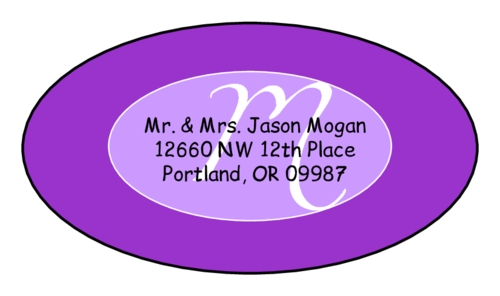 OL9830 Cosmo Purple Oval Wedding Envelope Label Maestro Label Designer