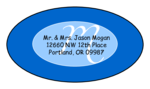 OL9830 - 2.5" x 1.375" Oval - Cosmo - Blue Oval Wedding Envelope Label