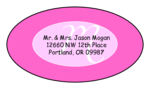 OL9830 - 2.5" x 1.375" Oval - Cosmo - Pink Oval Wedding Envelope Label