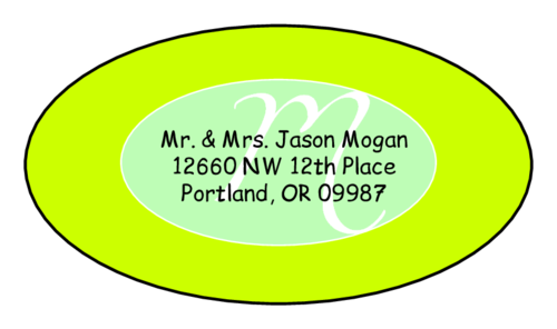 OL9830 Cosmo Kiwi Green Oval Wedding Envelope Label