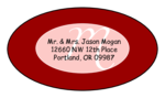 OL9830 - 2.5" x 1.375" Oval - Cosmo - Red Oval Wedding Envelope Label