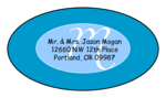 OL9830 - 2.5" x 1.375" Oval - Cosmo - Turquoise Oval Wedding Envelope Label