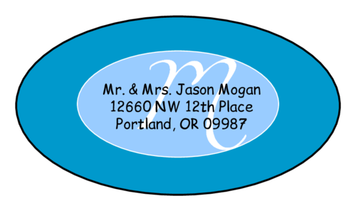 OL9830 Cosmo Turquoise Oval Wedding Envelope Label