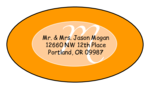 OL9830 - 2.5" x 1.375" Oval - Cosmo - Orange Oval Wedding Envelope Label