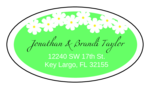 OL9830 - 2.5" x 1.375" Oval - Spring Flowers - Green Oval Wedding Address Label