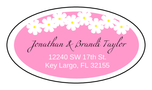 OL9830 Spring Flowers Pink Oval Wedding Address Label