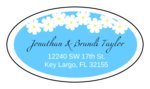 OL9830 - 2.5" x 1.375" Oval - Spring Flowers - Light Blue Oval Wedding Address Label