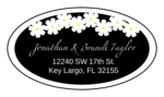 OL9830 - 2.5" x 1.375" Oval - Spring Flowers - Black Oval Wedding Address Label