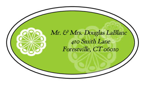 OL9830 Marquetry Key Lime Green Oval Wedding Address Label