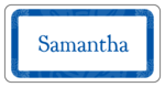 OL125 - 4" x 2" - Blue Name Tag with Ornaments Label