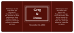 OL5925 - 7" x 3" - Maroon Wedding Wine Bottle Label