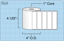 4" x 1" Roll Labels - 1" Core / 4" Outer Diameter