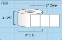 4" x 3" Roll Labels - 3" Core / 8" Outer Diameter