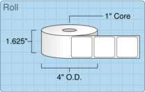 1.5" x 1.5" Roll Labels - 1" Core / 4" Outer Diameter