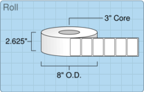 2.5" x 1.5" Roll Labels - 3" Core / 8" Outer Diameter