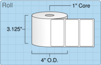 3" x 1.5" Roll Labels - 1" Core / 4" Outer Diameter