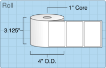 3" x 2" Roll Labels - 1" Core / 4" Outer Diameter