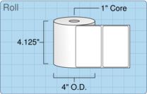 4" x 2.5" Roll Labels - 1" Core / 4" Outer Diameter