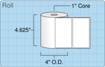 4.5" x 2.5" Roll Labels - 1" Core / 4" Outer Diameter