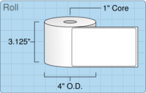 3" x 5" Roll Labels - 1" Core / 4" Outer Diameter