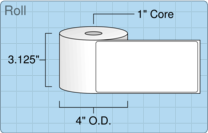 3" x 6" Roll Labels - 1" Core / 4" Outer Diameter