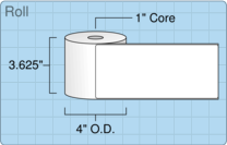 3.5" x 8" Roll Labels - 1" Core / 4" Outer Diameter