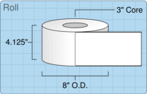 4" x 8" Roll Labels - 3" Core / 8" Outer Diameter