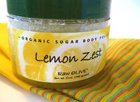 Jar Labels for Lemon Zest Organic Sugar Scrub by Raw Olive