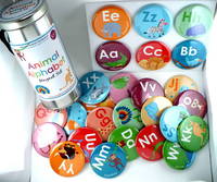 Cute Metal Gift Tin Labels for Animal Alphabet Magnets