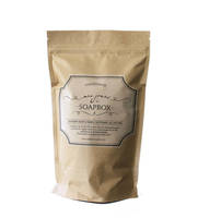 Frosted Clear Packaging Labels for Mrs. Jones' Soapbox Laundry Soap & Fabric Softener