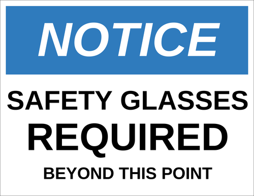 Notice - Safety Glasses Required Label - Label Templates - OL175 ...