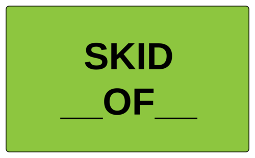 Skid Of green shipping label