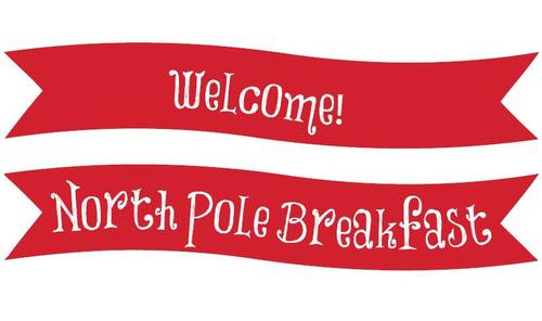 "Welcome", "North Pole Breakfast" printable Christmas party signs