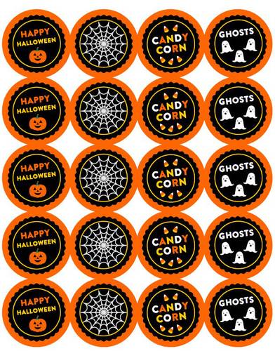 halloween 2 inch round stickerlabels with cute designs label