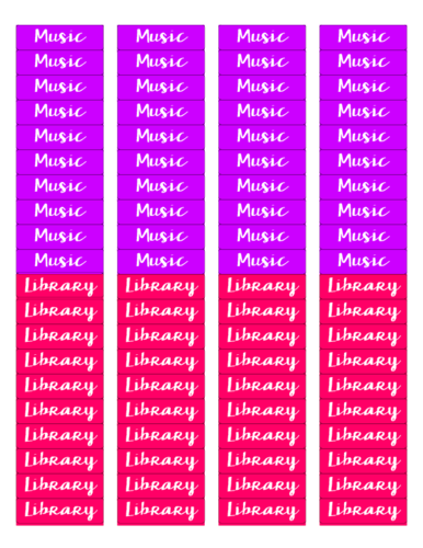 Music and Library - Lesson Plan Printables - Label Templates - OL25 ...