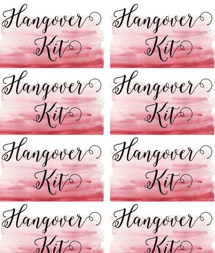 Printable Hangover Kit label template design