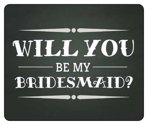 Simple black and white chalkboard look bridemaid proposal wine bottle label