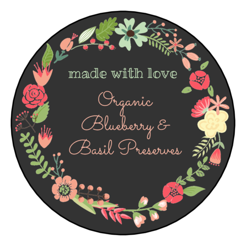 Black made with love floral wreath label