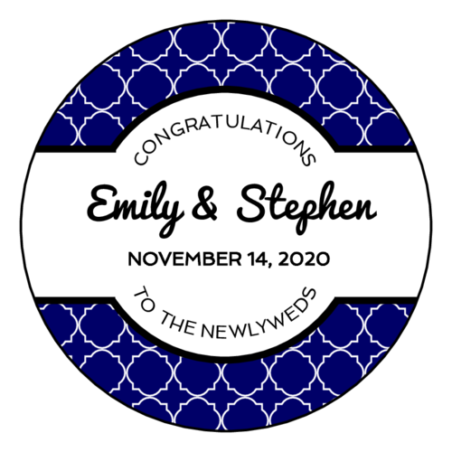 Quatrefoil Wedding Circle Labels Templates - OnlineLabels.com