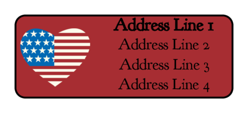 Free heart American flag address label printable for USA's Independence Day
