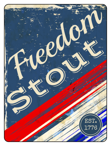 "Freedom Stout" beer bottle label template for July 4th