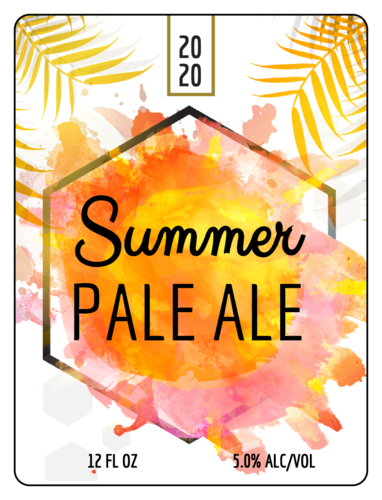 Tropical summer beer bottle label template.