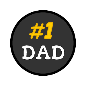 Father's Day sticker template with "#1 Dad" written on it