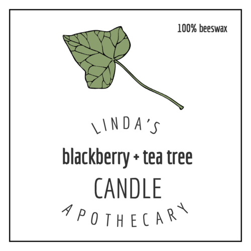 Candle label featuring large simple leaf