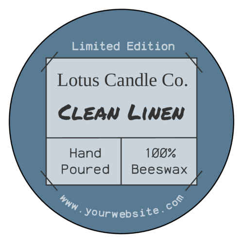 Candle label template with hand-stitched effect