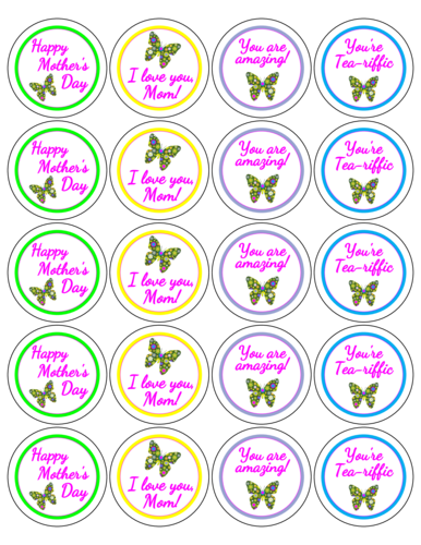 Assorted Mother's Day Butterfly Labels Printable Template