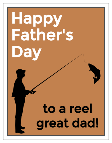 "Reel Great Dad" punny fishing Father's Day card template