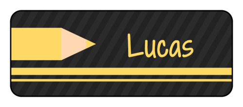 Simple pencil-themed school supplies label template for kids